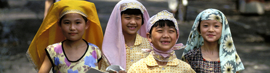 Muslim girls from the Hui minority on their way to a mosque school in Shaanxi Province, China. Mark Henley/Panos Pictures
