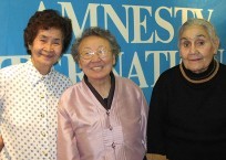 Menen Castillo, 78, Gil Won Ok, 79, and Ellen van der Ploeg, 84, former 'comfort women', in Europe, 2007