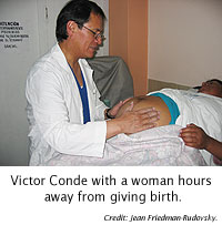 Victor Conde with a woman hours away birthing