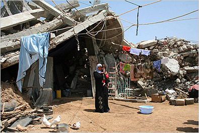 Four months after Israels war against Hamas in Gaza, Suad Khadir and her family are still living in a tent. To escape the heat, they often seek refuge under the rubble.