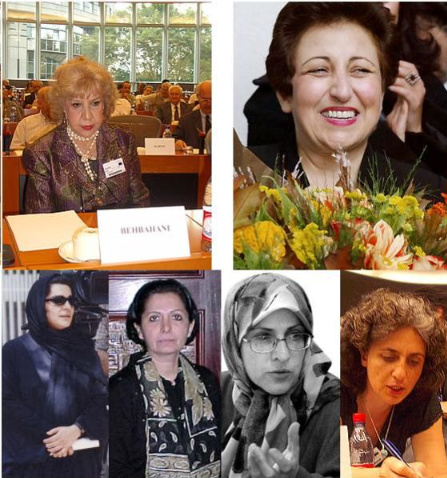 Iranian intellectual women Simin Behbahani, Shirin Ebadi, Tahmineh Milani, Mehrangiz Kar, Elaheh Koulaei and Farah Karimi.