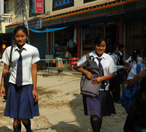 Nepal schoolgirls Kathmandu