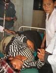 Injured journalist, Ms. Tika Bista, at hospital