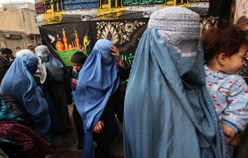 Afghan Shiite Muslim women pray during Ashura at a Shiite mosque on Dec. 27, 2009 in Kabul, Afghanistan.