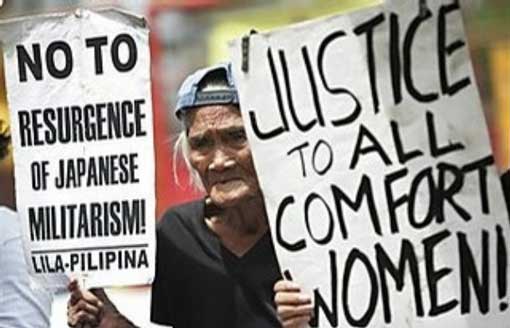 Former Filipino comfort woman Piedad Nobleza, 86, outside Japanese Embassy in suburban Manila