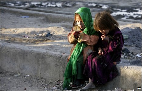 Children in a Kabul slum. File photo