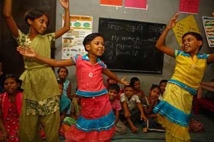 Students dancing at the Ibrahimpur Learning Centre