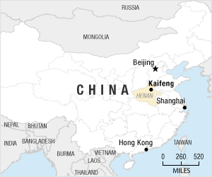 Map showing Kaifeng