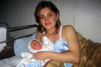 Natia, 25, has just given birth to her second child at the regional hospital in Kutaisi, Georgia  UNFPA Photo