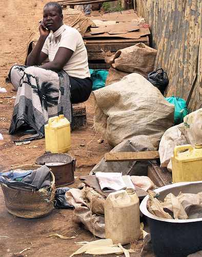 Kibera slum woman selling clothes