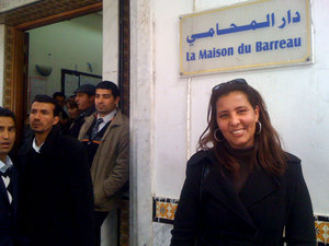 Irgui Najet stands in front of the Bar Association. Women in Tunisia are unique in the Arab world for enjoying near equality  with men. And they are anxious to maintain their status.