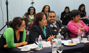 ngeles Mariscal, second left, in Senate public hearing.  / Credit:Gonzalo Ortuo/IPS 