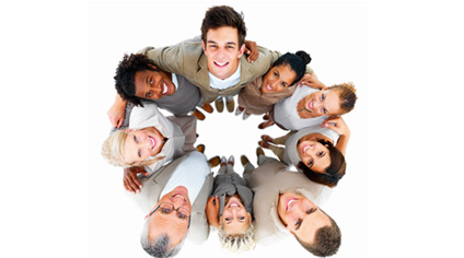 Smiling business people standing together  Yuri Arcurs, Fotolia
