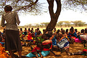 Jane Meriwas addressing a group of Samburu women in Kenya  SWEEDO