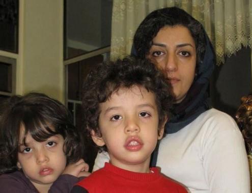 Iranian human rights defender Narges Mohammadi and her children