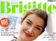 Front cover of Brigitte women's magazine with label reading: Without models.