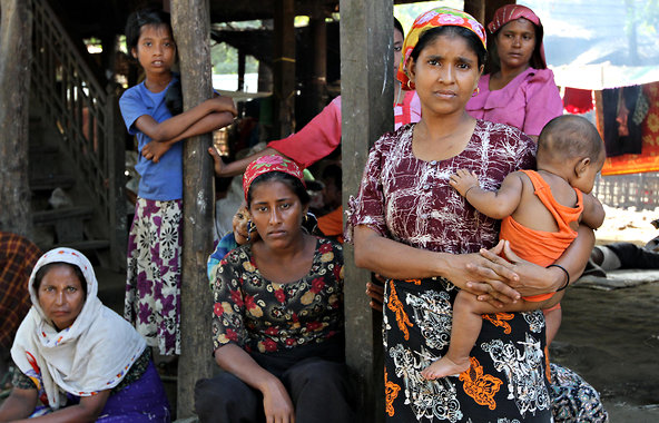 Muslim women at a refugee camp in Rakhine State, western Myanmar, last month, where deadly ethnic violence has flared between members of the Rohingya, who are mostly Muslim, and Buddhists.