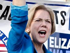 Elizabeth Warren at a campaign rally in Auburn, Massachusetts.