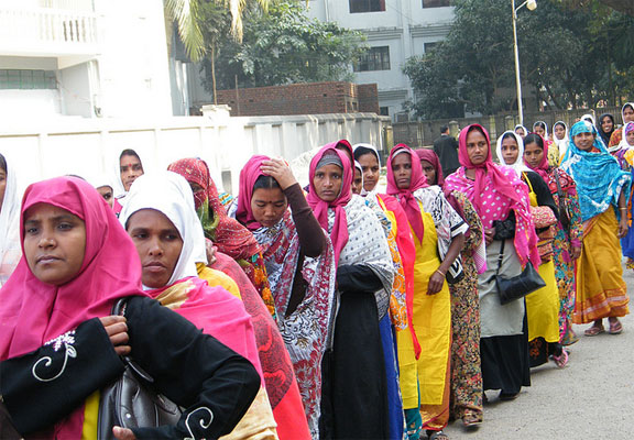 Women in Bangladesh march to stop violence against women.