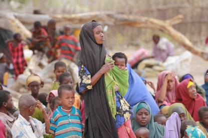 Somali families displaced at Dhobley near the Somalia-Kenya border. August 2011