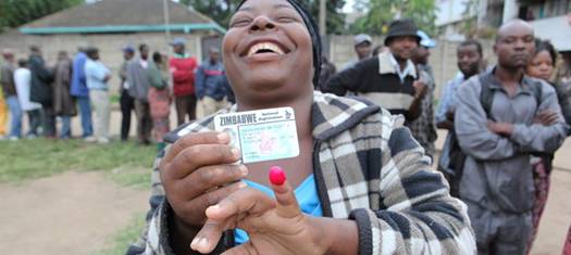 woman voting in Zimbabwe