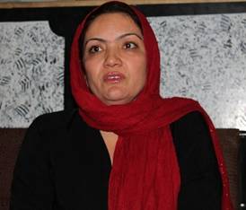 This photograph taken on June 9, 2013 shows Afghan lawmaker Fariba Ahmadi Kakar speaking during an interview with AFP reporter at her residence in Kandahar. Afghan officials say Taliban militants have kidnapped Kakar in the latest example of prominent women being targeted in the country