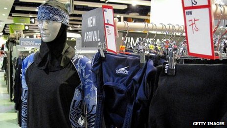 The Islamic full-length swimming suit known as a "burkini" on sale in Dubai