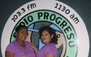 Members of the Honduran Women's Collective, broadcasting from Radio Progreso. 