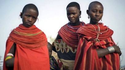 Young women from Kenya's Samburu ethnic group which has the tradition of bride prices to seal marriages