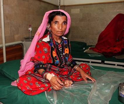 Naz Bibi is awaiting treatment for fistula at the Koohi Goth Womens Hospital in Pakistan. Credit: Zofeen Ebrahim/IPS