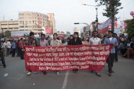 Indigenous peoples living in Dhaka demanding justice for 1971 genocides occurred in Bangladesh. The procession took place in 2013