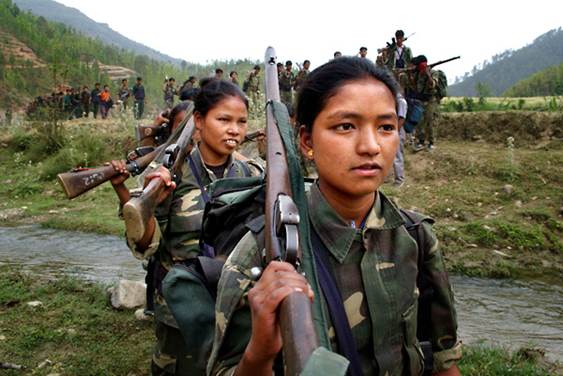 Women make up part of the Maoist insurgents, Nepal, 2004