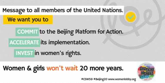 CSW59 Political Declaration: Women's organisations in Europe and North America call on UN member states to Commit, Accelerate and Invest in women's and girls' human rights