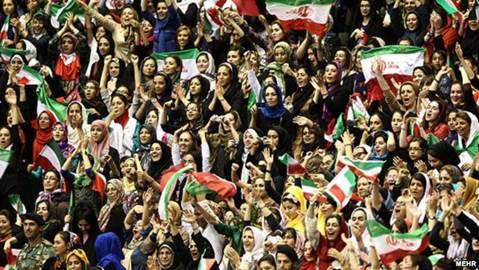 In the past, women in Iran had been allowed to attend some male volleyball and basketball games. Last year, however, they were banned from entering sports stadium to watch men's volleyball. (file photo)